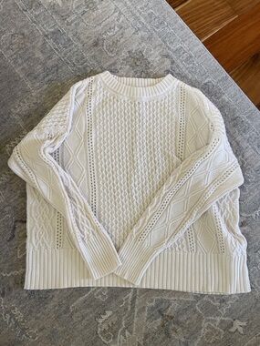 a new day Cream Cable Stitch Crewneck Sweater